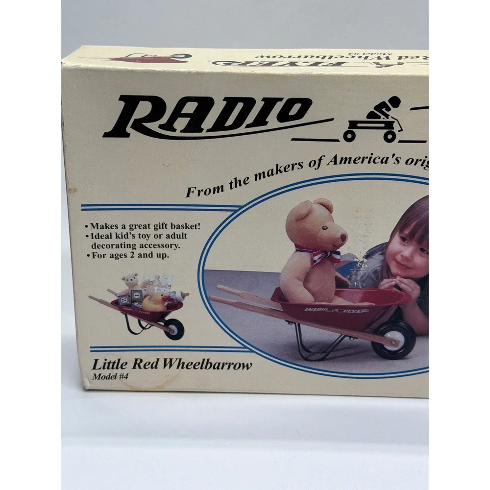 Radio Flyer Little Red Wheelbarrow Model 4 Vintage Steel Toy Made in USA‎ NIB